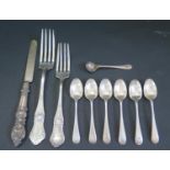 A Set of Six Sheffield Silver Coffee Spoons by Walker & Hall and other odd silver, 168g