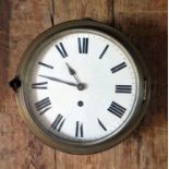 A Brass Cased Ship's Clock with 7" dial, running