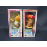 Two Knickerbocker Sesame Street Bert and Ernie Rag Dolls in Boxes