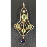 A Suffragette 9ct Gold Pendant, 39mm drop, 1.7g