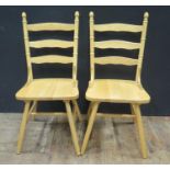 Two Modern Beech Kitchen Chairs