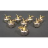 A Set of Eight Silver Plated and Gilt Apple Menu Holders
