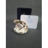 A Crown Derby Old Imari Frog Paperweight, 4302/4500, boxed with COA