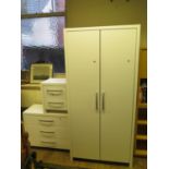 A Modern White Double Wardrobe with matching chest of drawers and bedside chest