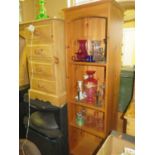 A Narrow Pine Open Bookcase with adjustable shelves