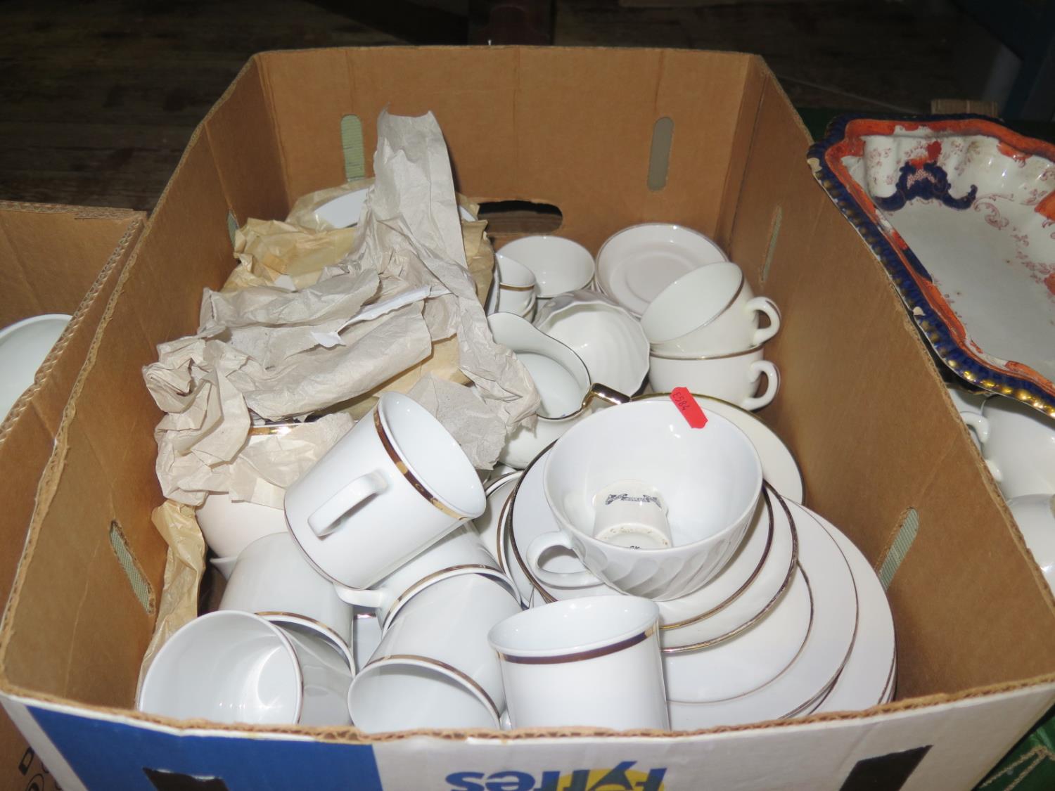 A Box of Royal Worcester Evesham table Ware and two boxes of Wedgwood white and gilt table ware etc. - Image 2 of 3