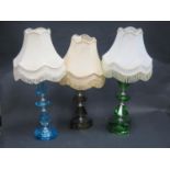 Three Slice Cut Glass Lamps