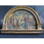 Ricardo Meacci (1856-1940), The Birth of Jesus, signed watercolour, original arched gilt gesso easel