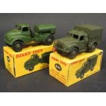 A Dinky Toys No. 643 Army Water Tanker and No. 641 Army 1-Ton Cargo Truck. Good+ condition in