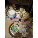 Two Boxes of Odd Ceramics, Mah Jong set, costume jewellery and other oddments