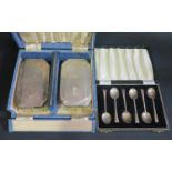 A Cased Set of Six Elizabeth II Birmingham Silver Coffee Spoons (41g) and cased silver back