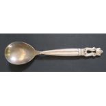 A Danish Silver Georg Jensen Acorn Pattern Spoon, 15cm, 34.5g