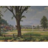 Robin Goodwin(1909 - 1997), Village Green, Signed, Oil on Canvas, 62 x 42cm, Framed