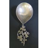 A Victorian Silver Caddy Spoon with shamrock decorated handle, Chester 1900, M Friedlander & Co.,