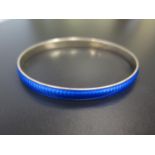 A Silver and Blue Guilloché Enamel Bangle, 68mm diam.