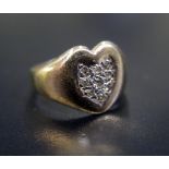 A Victorian 9ct Gold and Diamond Set Heart Shaped Ring, Chester 1893, JH, size K, 3.6g