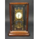 A Gustav Becker 100-day Clock, movement no. 69645 in glazed mahogany case, 29cm high