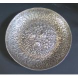 A Continental White Metal Floral Repoussé Decorated Bowl, stamped LT or ET to the rim, 17.5cm diam.,