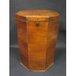 A 19th Century Mahogany Hexagonal Cellarette with military lock, 53cm tall