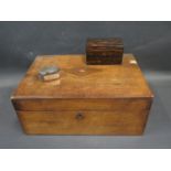 A Quality 19th Century Coromandel Wood Box (10cm wide) and walnut writing slope