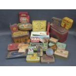 a Box of Old Tins including John Bull Repair Kit with contents