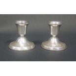 A Pair of Modern Birmingham Loaded Silver Candlesticks, 6.5cm