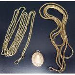A Gilt Metal Locket and two guard chains