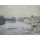 'Trew's Weir, Exeter', 1878, Watercolour, Monogram in bottom left corner, 36 x 23cm, F&G