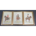 A Set of Three Watercolour Paintings of Cavalry Officers, initialled H.W.G. 1902, 18x13cm,