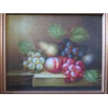 M. Aaron, American 20th Century Artist, Still Life with Fruit, Signed, Oil on Canvas, 19 x 24cm,