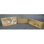 Two Double Sided Carved Wooden Pastry or Icing Moulds and one single sided, largest 21.5x11.5cm