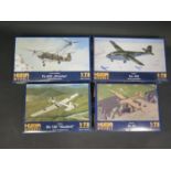 Four Huma Modell WWII German War Plane Kits 1/72 Scale. 3004, 5000, 3008, 4501. Appear unmade,