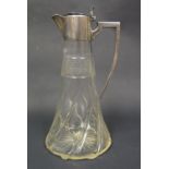 A George V Silver Mounted Cut Glass Claret Jug, London 1910, William Hutton & Sons Ltd., 26.5cm