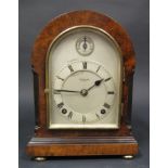A Page, Keen & Page Walnut Cased Striking Mantle Clock, 23cm. Movement needs attention