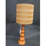 A 1960's Orange Painted Lamp with shade, 67cm overall height