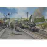 George Heiron (1929 - 2001), Original Signed Painting of 'Brent Station in the Summer of 1949'