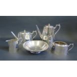 A Silver Plated Four Part Tea Set and bowl