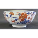 An 18th Century Chinese Imari Porcelain Bowl, 26.5cm diam. Two hairline cracks to rim