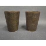A Pair of Indian Engraved Beakers, 12.5cm