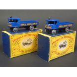 x2 Matchbox Models of Yesteryear Y4-1-2 1928 Sentinel Steam Wagon in Blue 'Sand & Gravel Supplies'