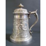 A 19th Century Electroplated Silver Tankard decorated with scenes entitled _ NOLVI, SOLERTIA &