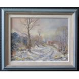 Wyn Appleford, Snowy Path, Signed, 20th/21st Century, Oil on Canvas, 39 x 30 cm, Framed