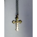 A 9ct Gold Necklace (41cm), 9ct gold cross and one other chain, 2g