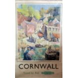An Original British Railways Cornwall Advertising Poster by Jack Merriott, Overall very good, slight