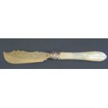 A Victorian Silver Butter Knife with mother of pearl handle, Birmingham 1866, George Unite