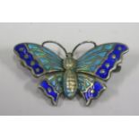 A George V Silver and Enamel Butterfly Brooch, Chester 1916, Charles Horner, 29mm diam.