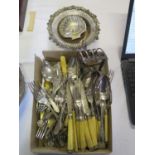 A Selection of Silver Plated Flatware including silver mounted fruit knife and forks etc.