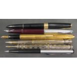 A Parker 17, Watermans gold plated fountain pen, Sheaffer etc.