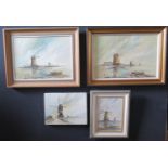 Wyn Appleford, Four Signed Windmill Paintings, 20th/21st Century, Oil on Canvas, Largest Size: 60