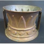 A Large 19th Century Hinged Copper Castellated Game Pie Dish, stamped FABRICATION BTEE SCDC S.I.C.